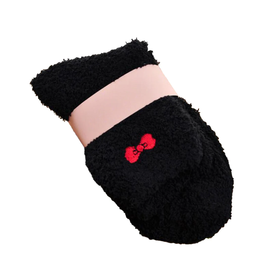 Плюшевые термоноски для домашнего отдыха флисовые носки сна черные удобные