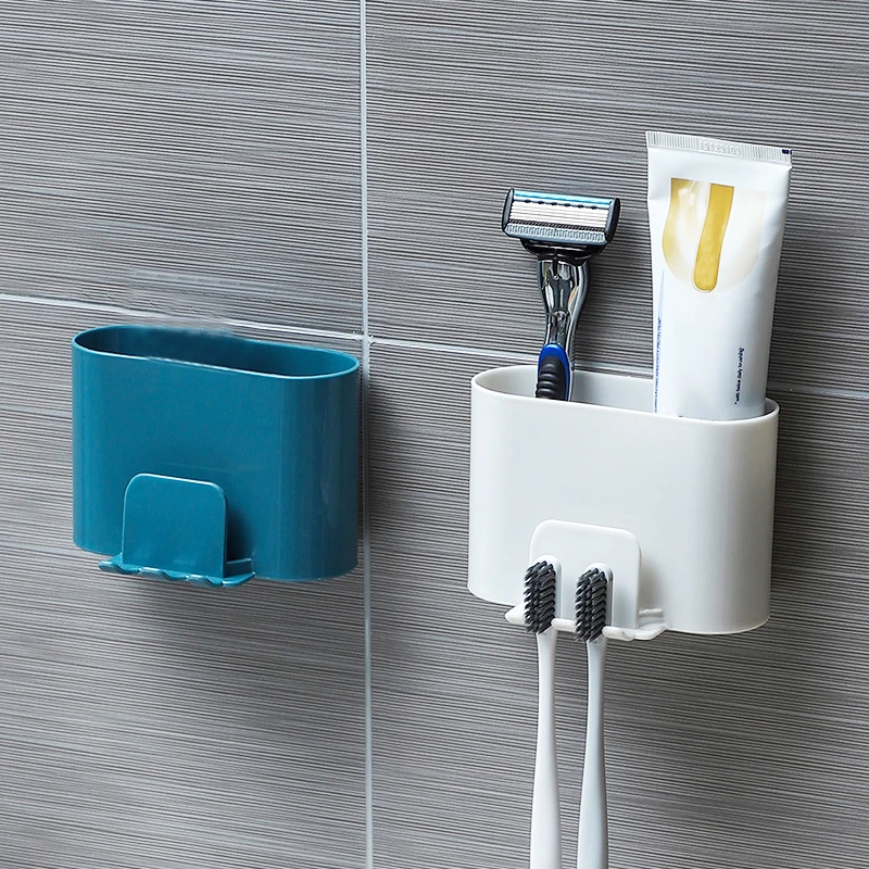 

Creative Toothbrush Holder Self-adhesive Wall Mount Toothpaste Storage Rack Toothbrush Dispenser Bathroom Organizer Accessories