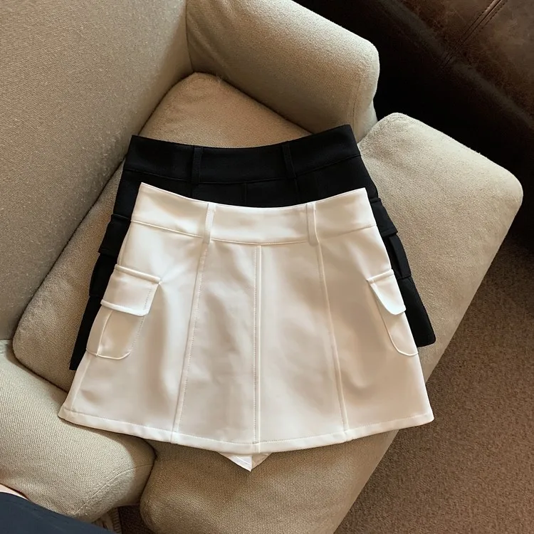 

Korean High Waist Mini Skirts Streetwear A-Line Pencil Skirt Warp Clubwear Office Lady Shorts Skirt Vintage Elegant Harajuku