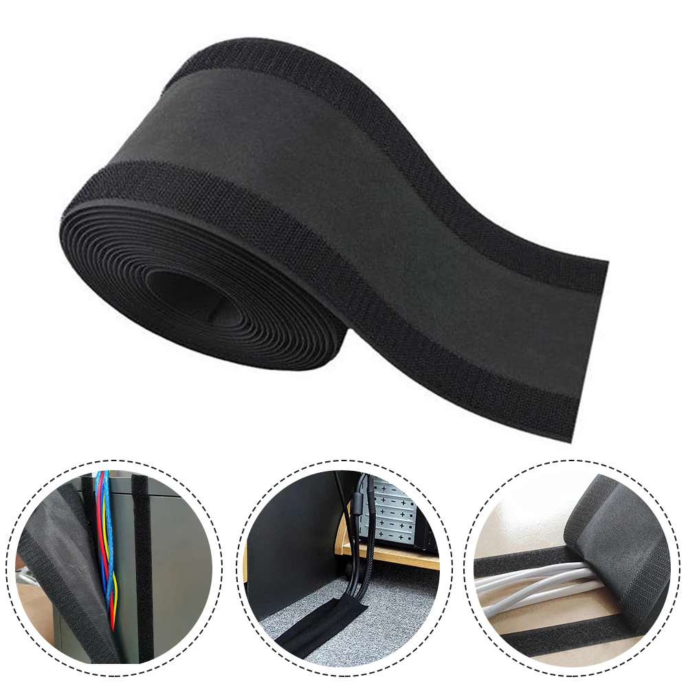 

Line Organizer Wrap Protection Soft Adjustable Hook Loop Office Desk Wire Cable Cover For Floor Carpet Trunk Desk Office Supply