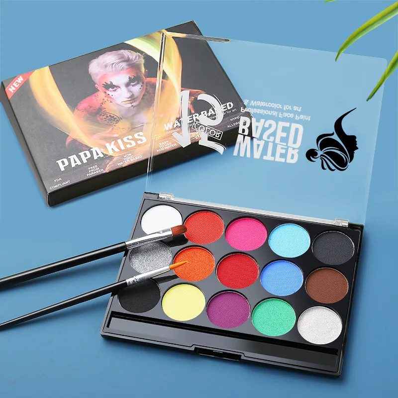 

Face Body Painting Oily Pigment Kids Face Flash Tattoo Art Halloween Party Makeup Dress Beauty paint Palette With Brush Pen