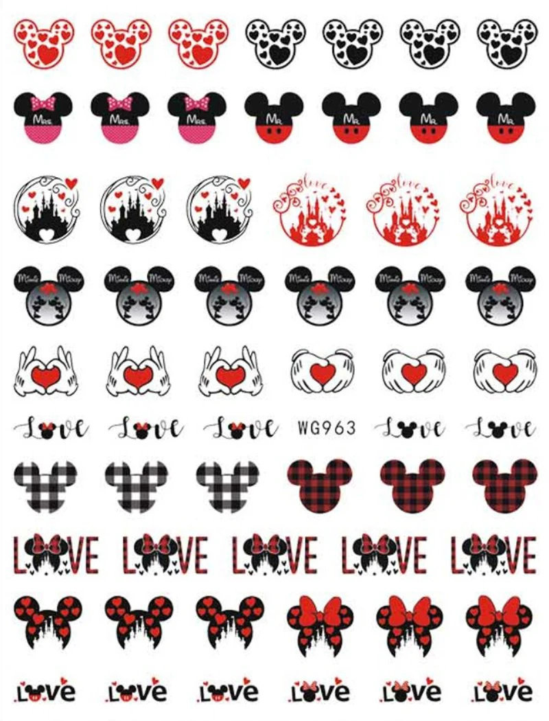 

1PCS Cartoon Mickey Mouse Stitch Nail Decoration Decals Nail Stickers Disney Princess Stickers Nail Accessories Nail Parts