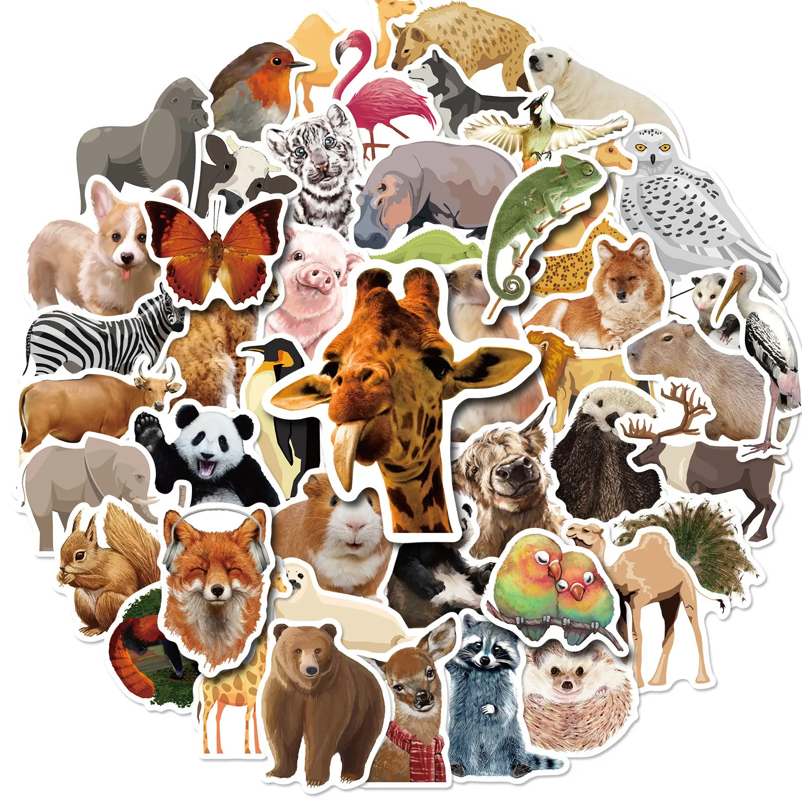 

10/25/50PCS Cartoon Zoo Wild Animals Stickers Kawaii Dog Pig DIY Kids Toys Phone Skateboard Laptop Decals Graffiti Stickers