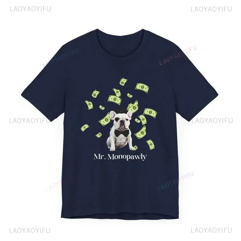 Футболка с принтом французского бульдога Mr. Monopawly забавная футболка изображением