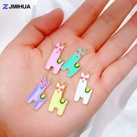 15pcslot enamel giraffe alpaca charms cute cartoon animal pendants for jewelry making diy earrings necklaces crafts accessories