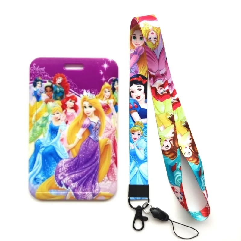 

Disney Princess Office Ladies Name Card Student Campus Card Hanging Neck Bag Card Holder Lanyard ID Card Case Drop Shipping