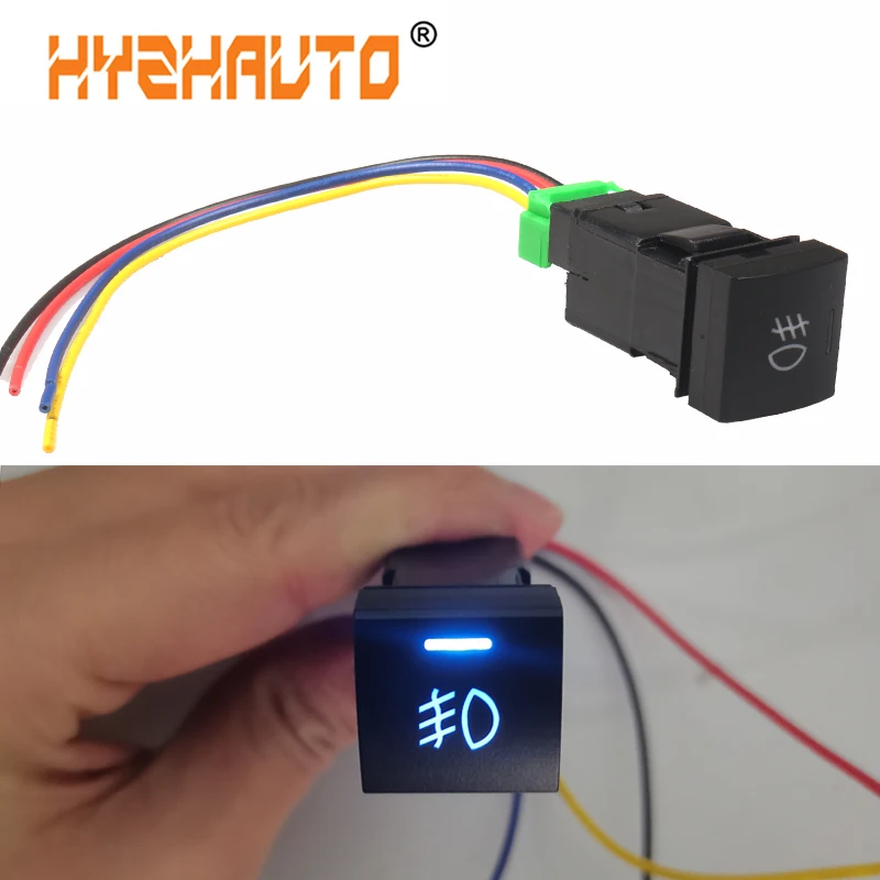 

HYZHAUTO 1Pcs 5 Pin ON-OFF Button For Toyota Camry 2018-2020 Fog Lights Switch With 4 Wire Cable Blu-ray