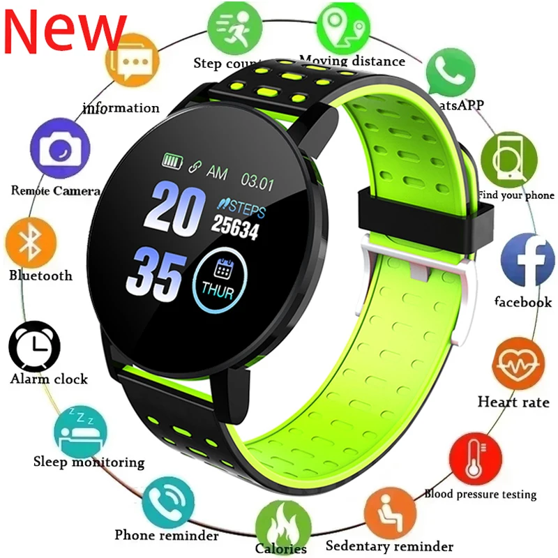

New 119 Plus smartwatch Pedometer Sports Fitness tracker Blood pressure heart rate monitoring waterproof bracelet PK Y68 D13 D18