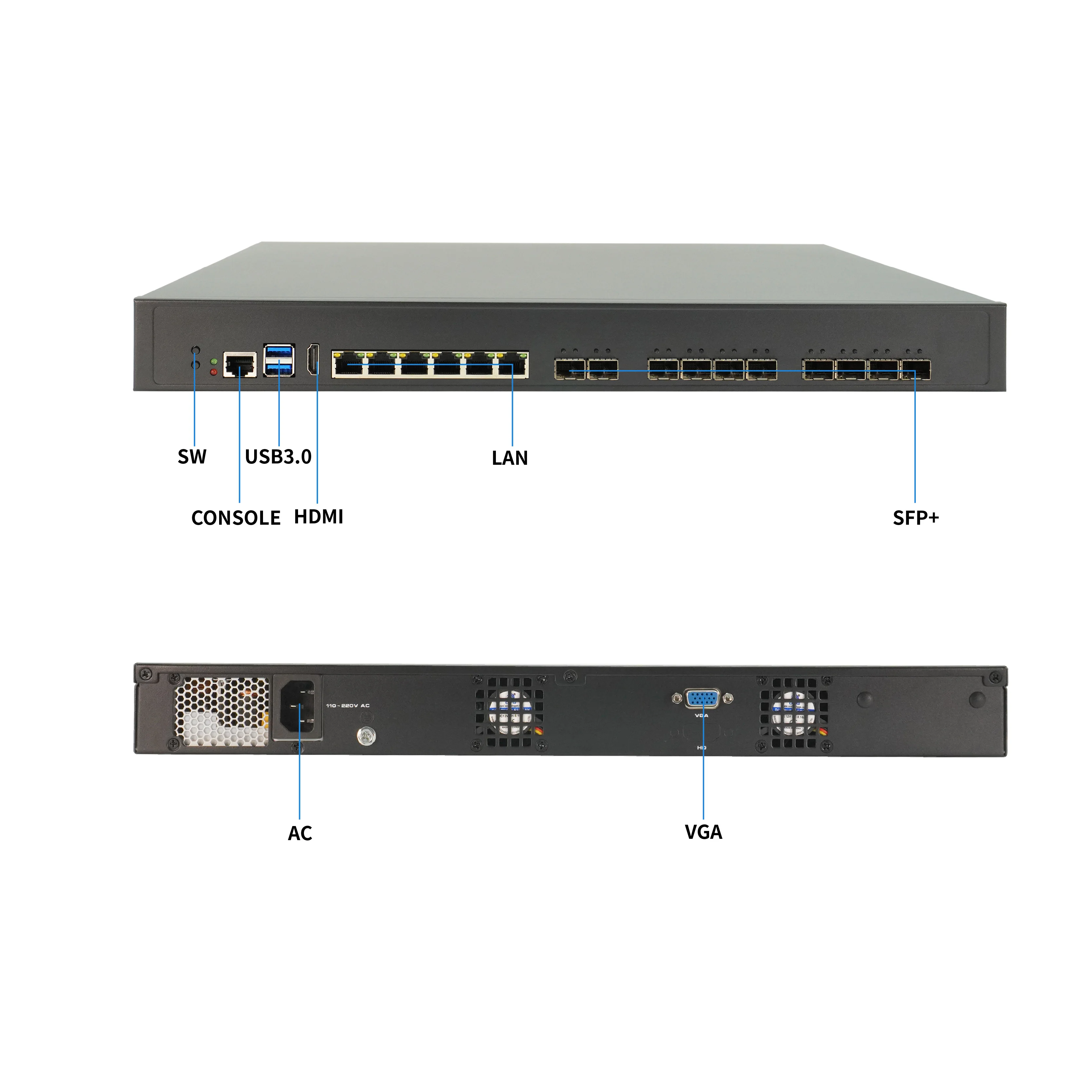 Фото Горячая распродажа: 1U Rack Firewall с Xeon E5-2640v4, 6 портами GbE, 10 SFP+, сервер-шлюз безопасности, монтируемый в стойку, E5-2640v4, устройство безопасности для установки в стойку №1