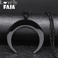 gothic stainless steel moon necklace for women black color big neckless jewelry collar acero inoxidable mujer n3107s03