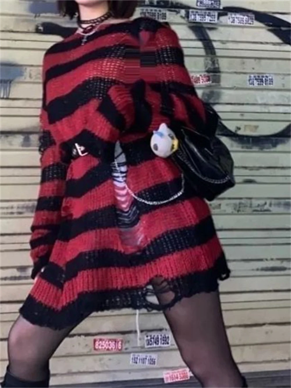 

Женские свитера в стиле Харадзюку, готический пуловер в стиле панк с вырезами, феи, в стиле гранж, в стиле эмо, Модная вязаная уличная одежда ...