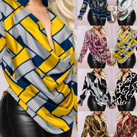 2022 european and american new spring and summer fashion womens shirts sexy temperament long sleeved deep v neck all match tops