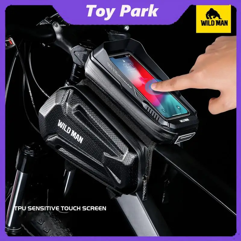 

Saddle Bag Front Beam Bag Touch Screen Double-layer Mesh Bag Tube Bag Black Ipx4 Waterproof Bicycle Bag Mobile Phone Package