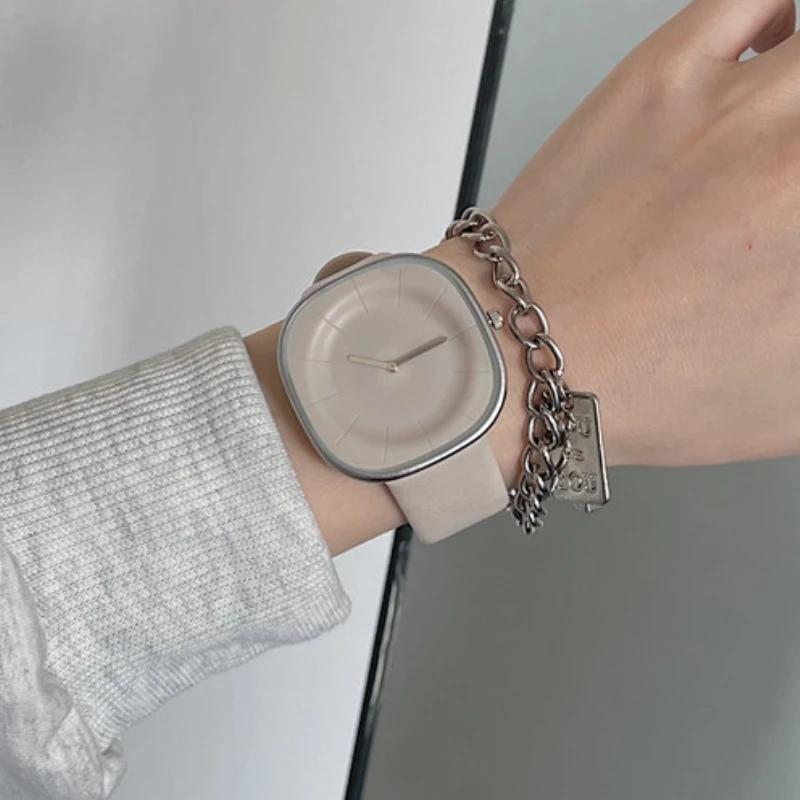 

Инновационные повседневные кварцевые наручные часы с квадратным циферблатом из нержавеющей стали, модные часы с кожаным ремешком, водонепроницаемые наручные часы для женщин