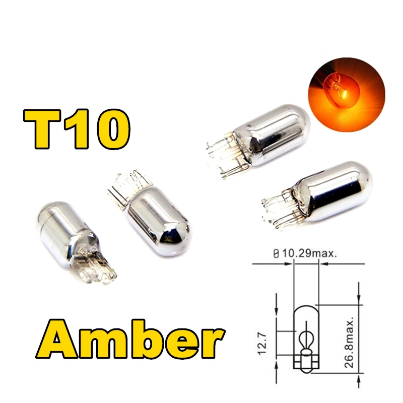 

4 шт. Янтарный T10 W5W 501 194 Серебристый Хромированный Сигнальная Лампа Стекло 12 В 5 Вт t10 Галогенная Лампа Автомобильная Лампа Внутреннее Освещение Автомобильный Стайлинг
