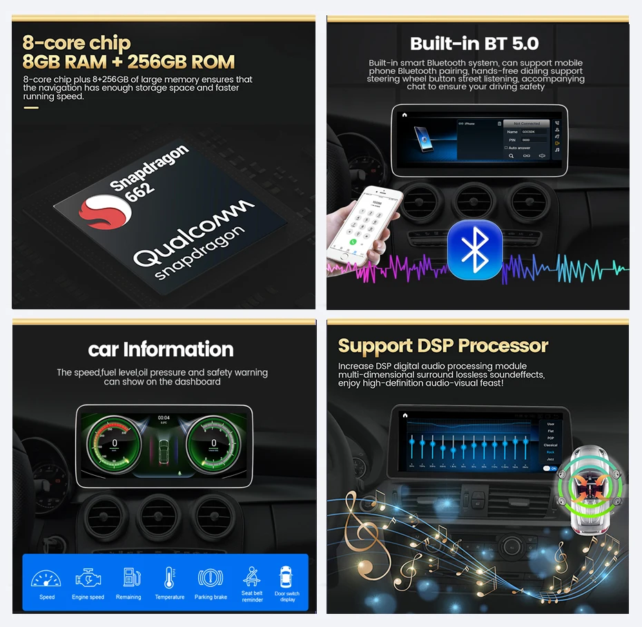 NaviFly Qualcomm 8G + 256G Android 11 автомобильный мультимедийный плеер стерео приемник для