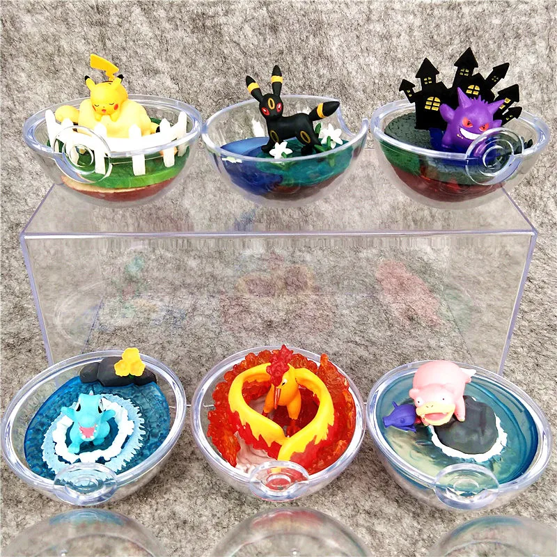 

New Pokemon Crystal Ball Anime Action Figure Pikachu Eevee Gengar Halloween Anime Figure Model Kid Toys Gift Ornament Decor