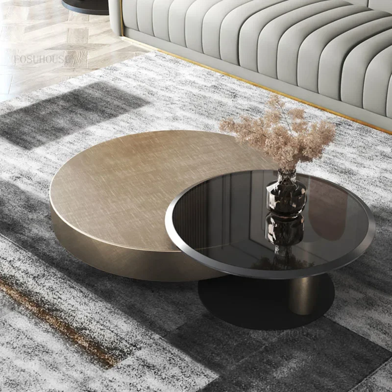 

Simple Modern Coffee Tables Metal Living Rooms Minimalist Luxury Coffee Cabinet Round Design Stoliki Kawowe House Furniture
