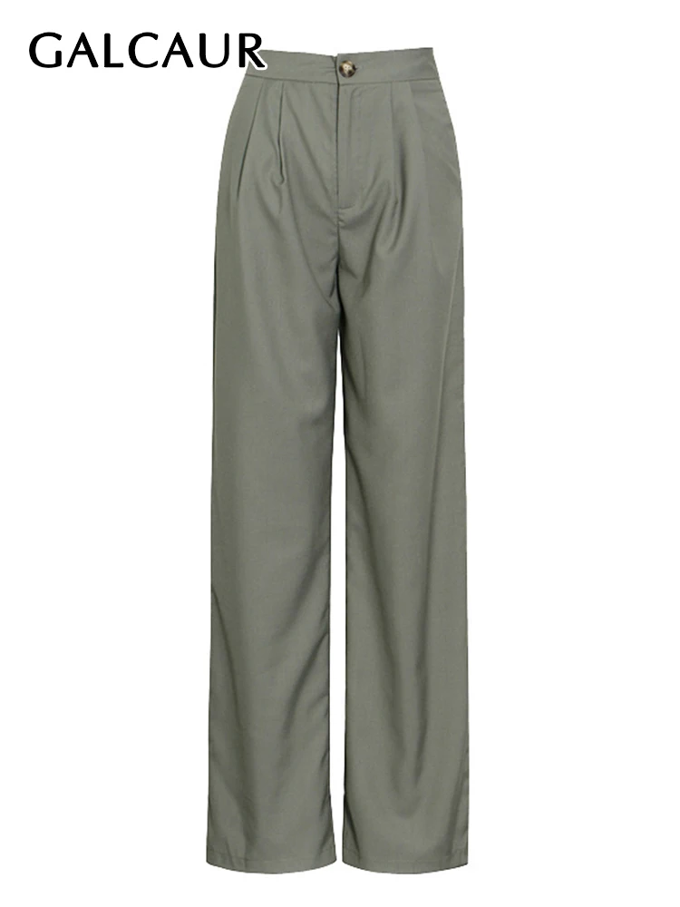 

Брюки GALCAUR женские прямые повседневные с широкими штанинами, свободные однотонные модные штаны с завышенной талией, 2022