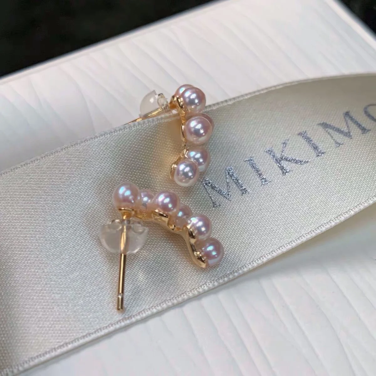 

Earrings Natural Akoya Ear hook 18K Solid Yellow Gold (AU750) Women Fashion Lady Jewelry girl Small grapes seawater pearl