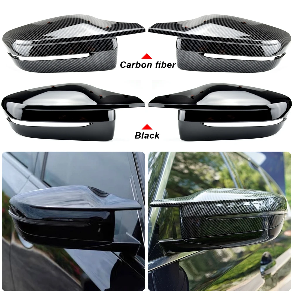

2p Bright Black Side Wing Rearview Mirror cover caps for BMW 3 Series G20 G21 G28 320d 330e 330i 340i 2019-2022 M4 style LHD RHD