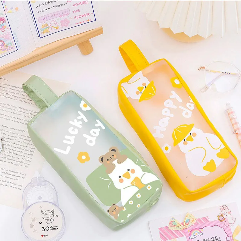 

Kawaii Large Capacity Pencil Case Organizers Pencils Case Waterproof Zipper Pouch Makeup Bag Back To School Korean Stationery
