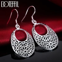 doteffil 925 sterling silver hollow flower drop earring for women wedding engagement party fashion charm jewelry