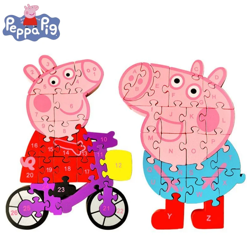 

Peppa Pig Series Page George Children's Toys Baby Puzzle Enlightenment Early Education Digital Cognition Wooden Block Puzzle