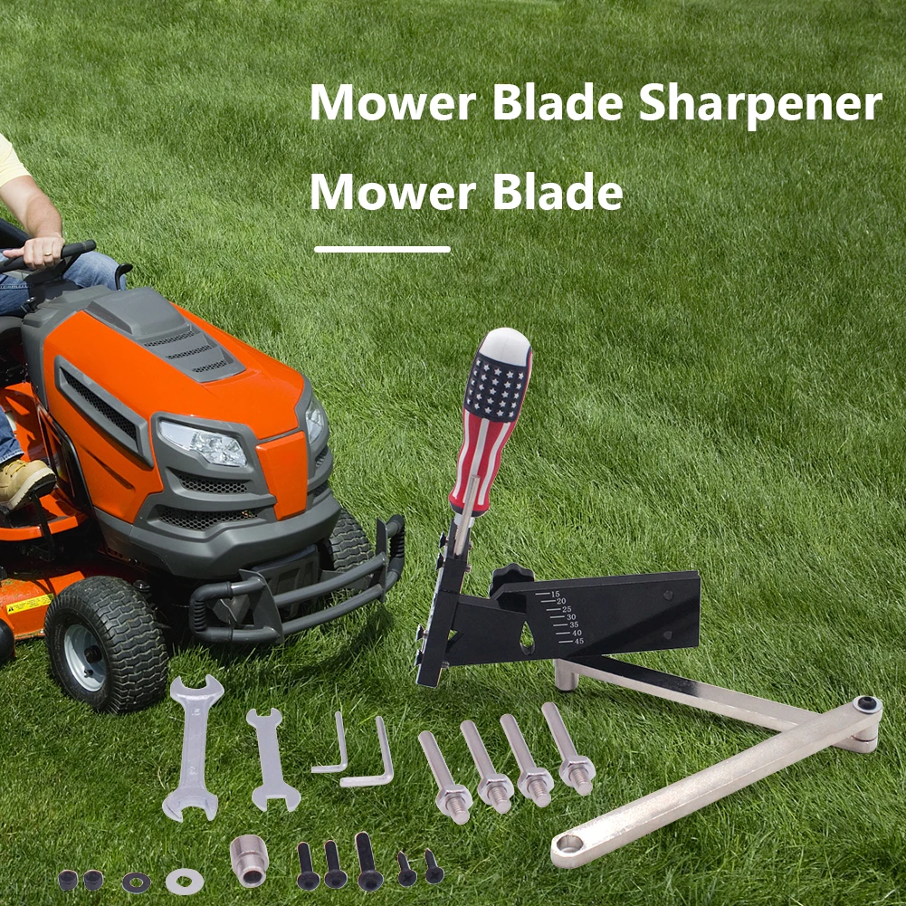 Portable Blade Sharpener 15-45 Degree Adjustable Lawn Mower Blade Sharpener Garden Tools for Straight Mowers for Standard Mowers