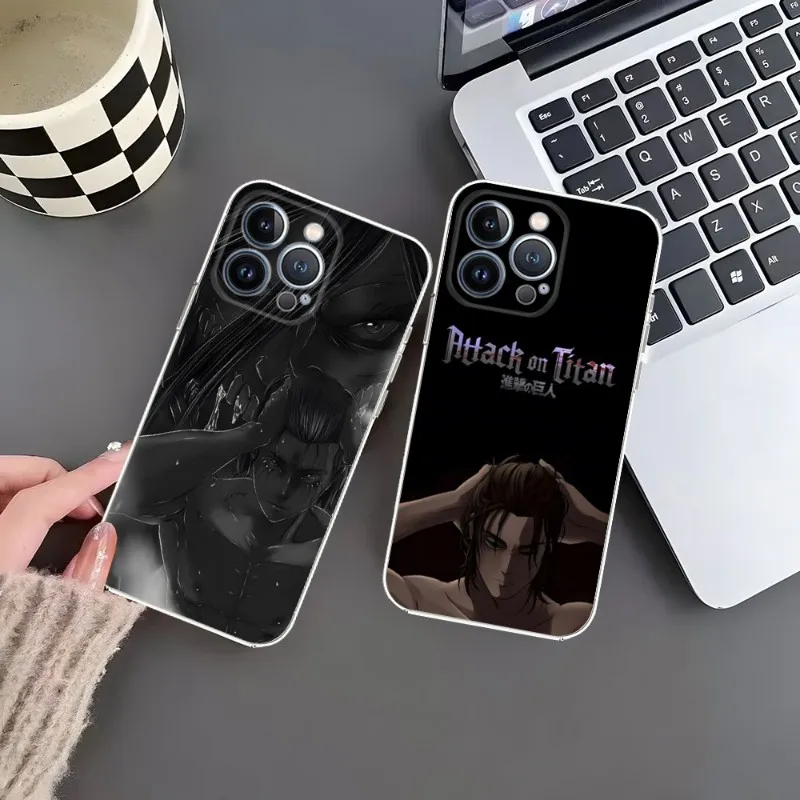 

Чехол для телефона с аниме атака на титанов для Iphone 12 Pro Max 13 Mini 11 14 X Xs Xr 6 6s 8 7 Plus, Роскошный прозрачный чехол-накладка