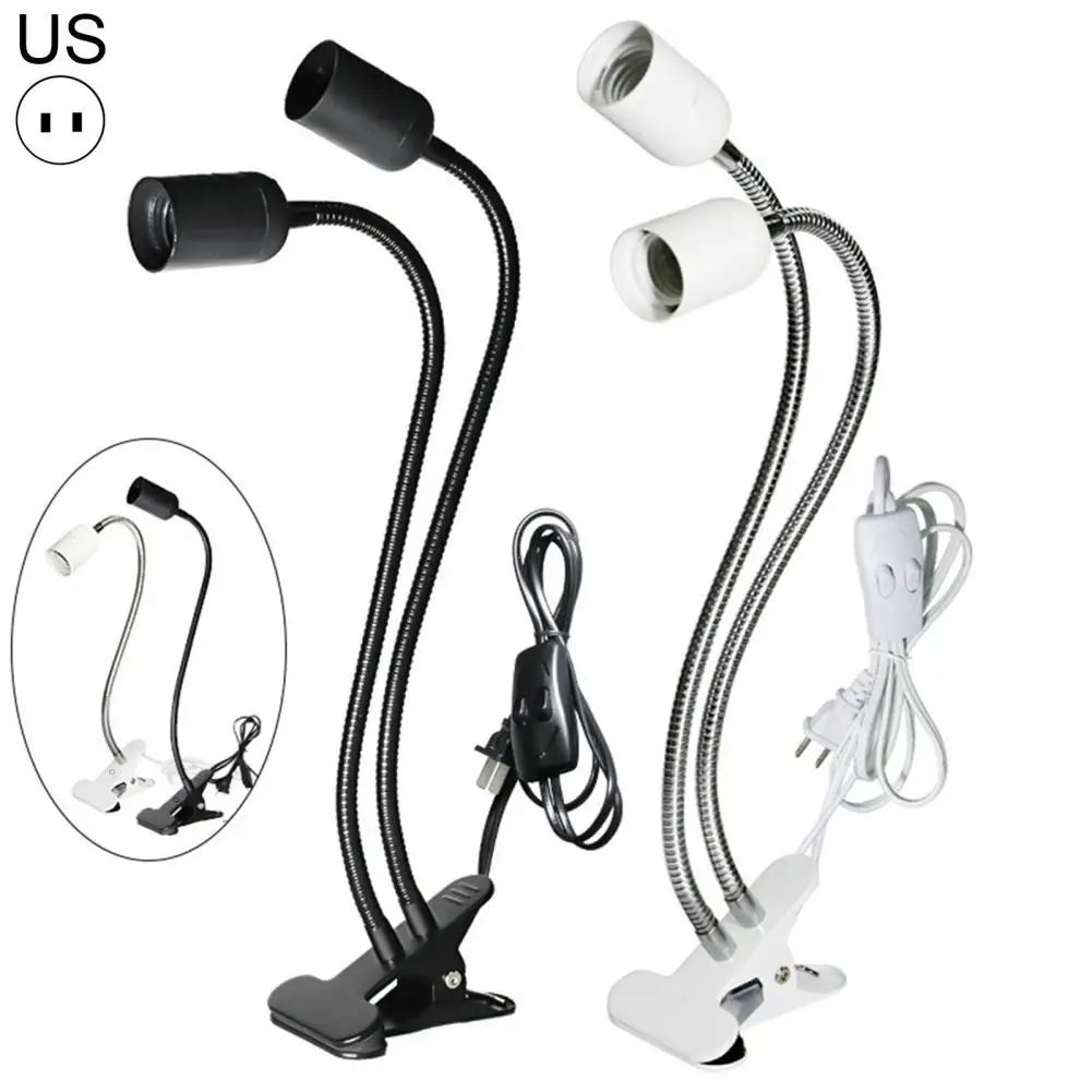 

Desk Lamp Holder Strong Clip Design Gooseneck Non-Slip Illumination US Plug Desktop Clip on Type E27 Reading Lamp Holder