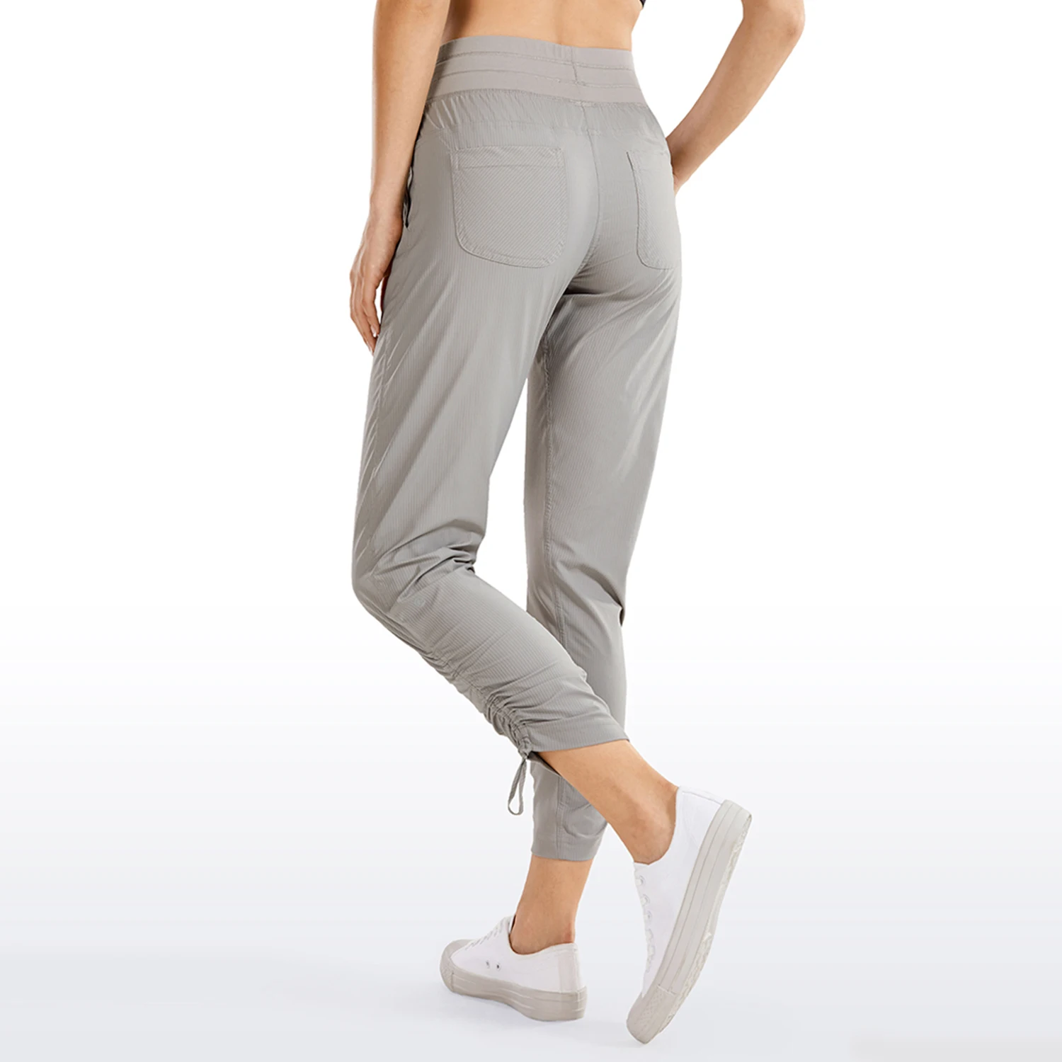 CRZ YOGA Women's Go to Studio Jogger Striped Cargo Pants Drawstring Leg 7/8 Workout Casual Pants