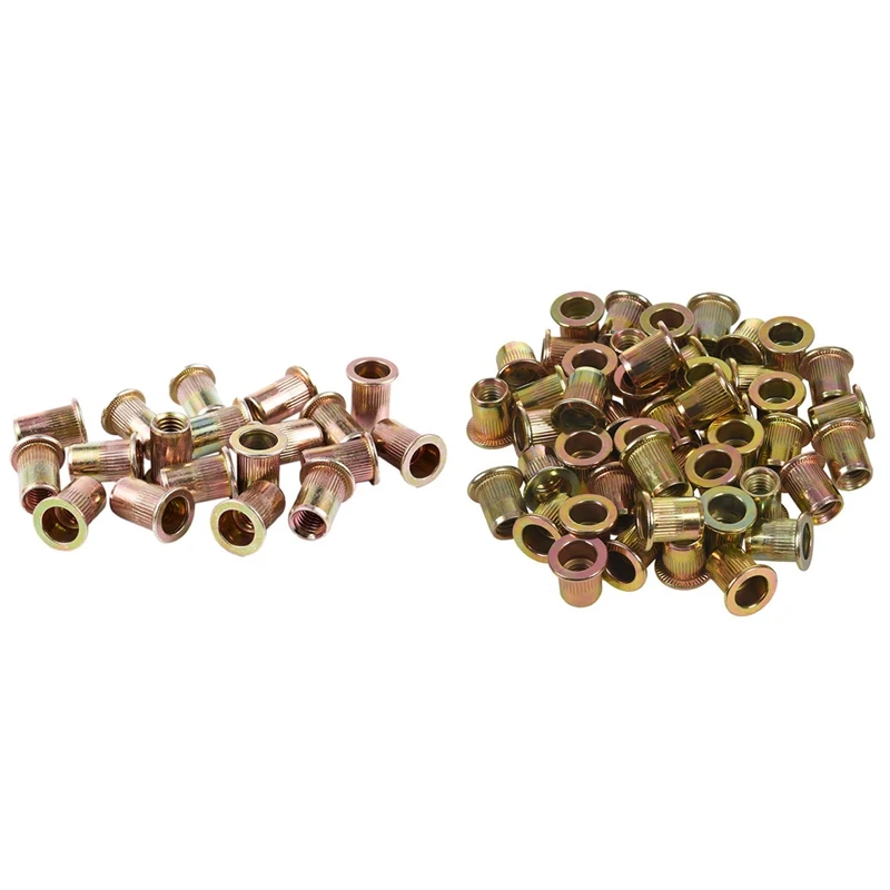 

20 Pcs Lat Head Metric Steel M8 Blind Insert Rivet Nut & 50 Pcs M6x12mm Flat Head Threaded Rivet Nut Insert Nutsert