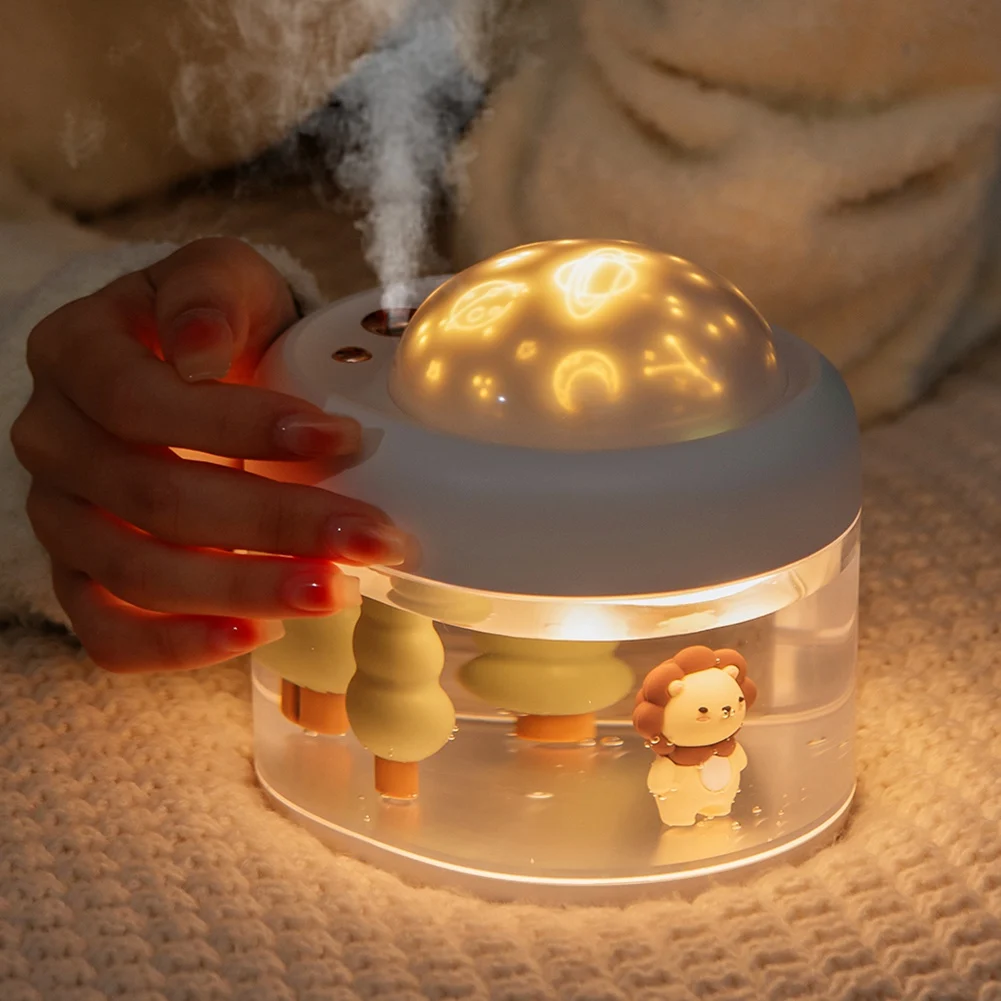 Вращающийся увлажнитель с проекцией милого льва 500 мл настольный