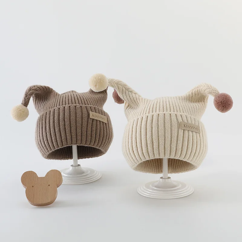 Милая Зимняя Теплая Шерстяная Шапка-бини Для Детей С Мультяшным Узором Унисекс