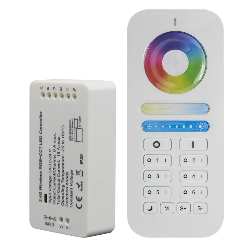 

LED Light Strip Controller 2.4G RGB+CCT Dual Color Temperature Intelligent Dimming Light Strip Controller