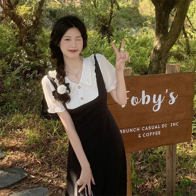 

Patchwork Lace Midi Dress Summer Female Casual Birthday Mixi Korean Type Long Dresses Clothes for Women Wholesale Y2k Vestidos