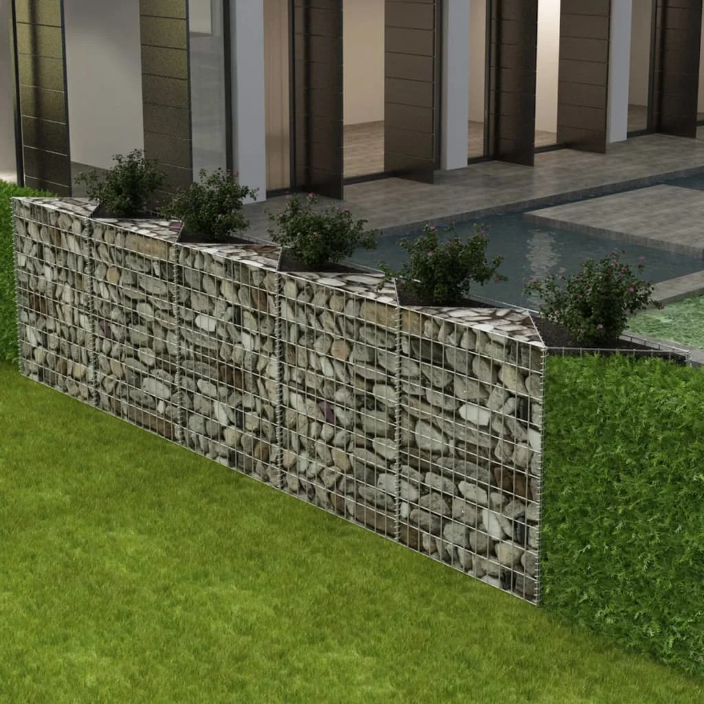 

Gabion Basket, Galvanised Steel Outdoor Privacy Screen, Garden Decoration 300x30x100 cm