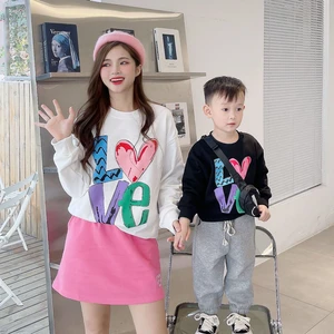 Mommy And Me Matching Outfits Mom And Son Baby Sweatshirt Mother Daughter Clothes Sets Women Fashion Suit Children Clothing Set
