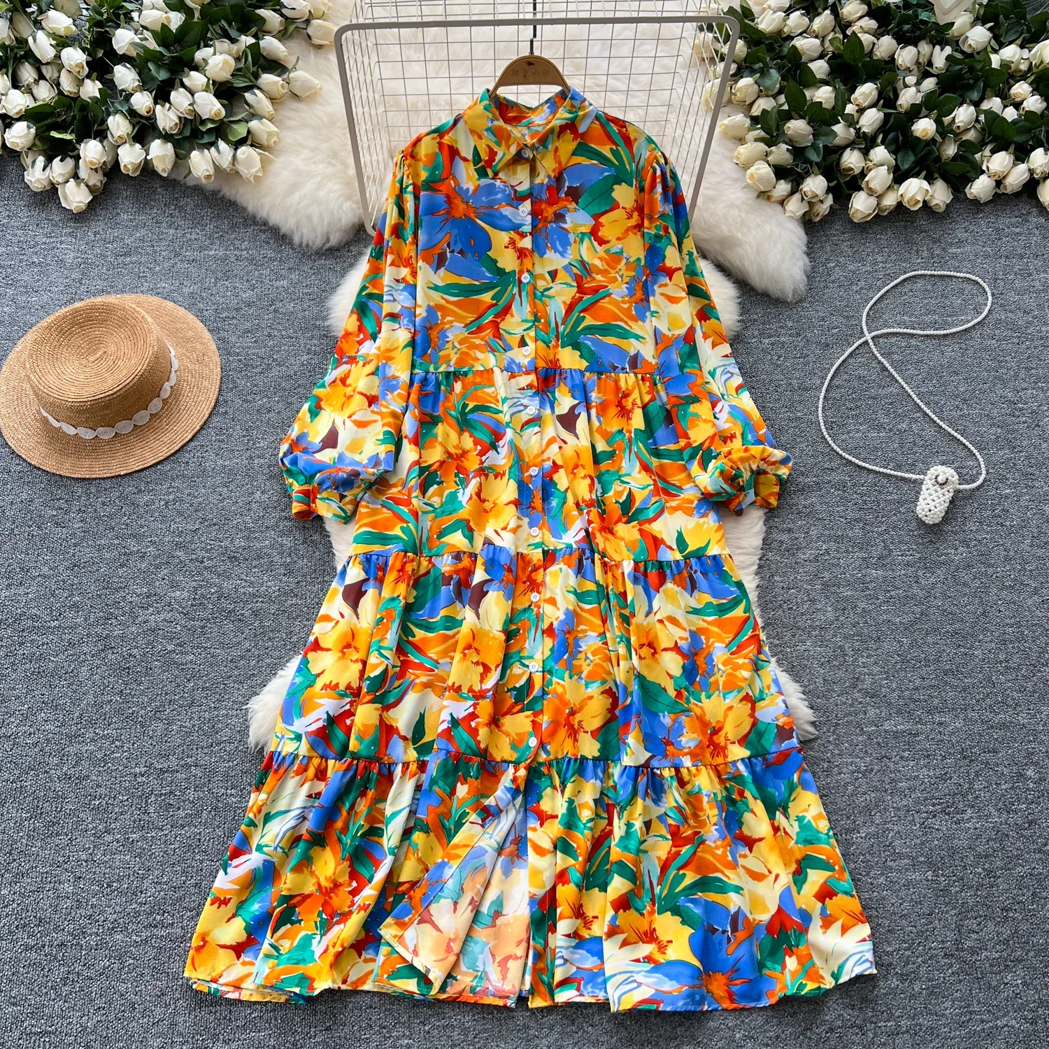 Женское винтажное облегающее платье Элегантное однобортное с отложным