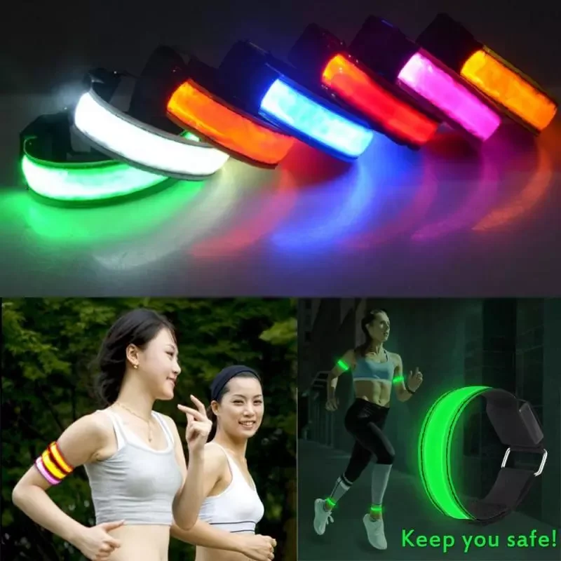 

LED Night Run Light Up Armband Safety Reflective Warning Light Bracelet Adjustable Wearable Luminous Outdoor Cycling Arm Belt