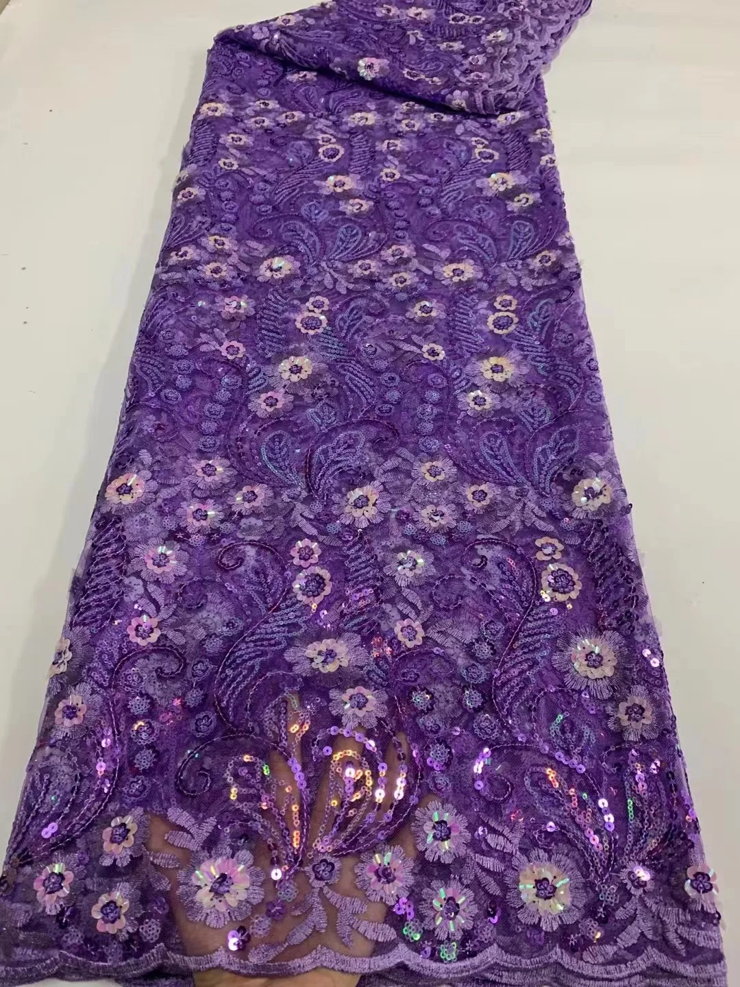 

African Lace Fabrics 2022 High Quality Lace Rope Embroidery 3D Sequins French Tulle Nigerian Lace Fabric 5 Yards For Wedding