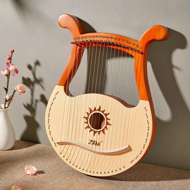 19 Strings Lyre Mahogany Spruce Logs Harp Entry-level Single Board Finger Piano Musical Instrument With Tuning Tool For Beginner enlarge