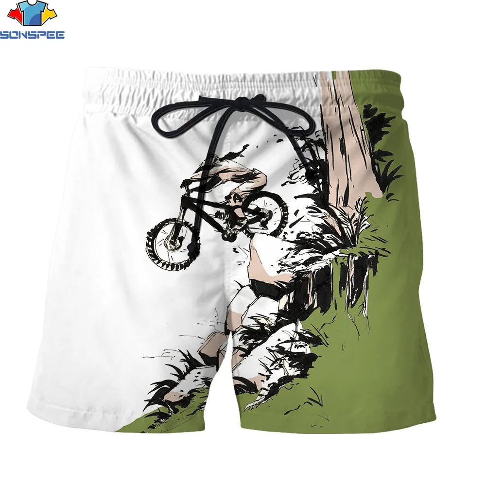 

SONSPEE 3D Print Men's Sports Shorts Green Grass Hiking Bicycle Summer Fresh Simple Fashion Drawstring Loose Cargo Short Pants