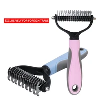 dehairing comb for dog and cat hair trimming dehairing brush carding tool double side stainless steel pet opening knot comb