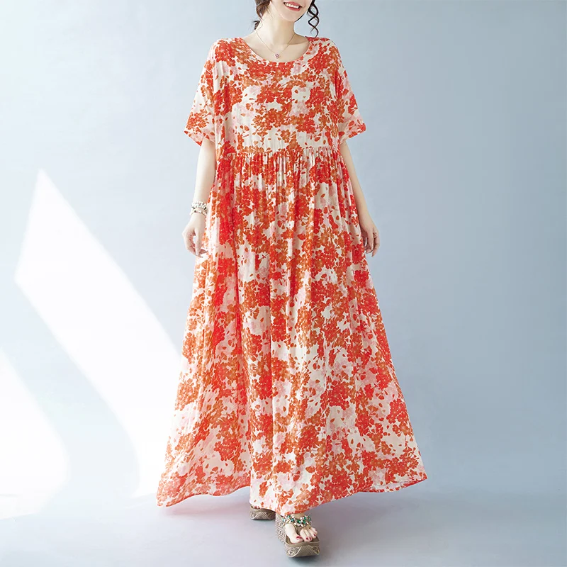 Простое модное богемное длинное платье новое летнее хлопковое большого размера