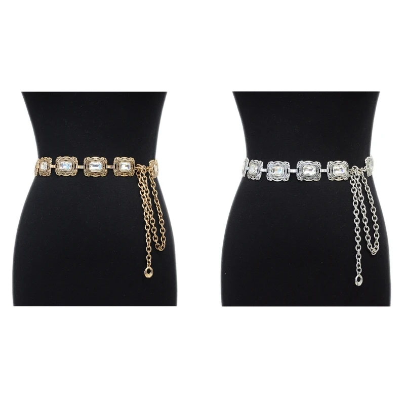 

Q0KE Women Body Chain Vintage Carving Waist Chain Belt Belly Chain Waistbelt for Female Body Jewelry Accessories