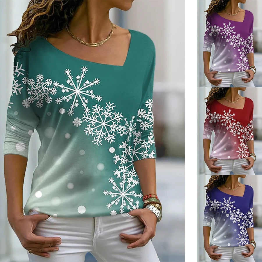 

Colorful Ice Print Pattern Lady V Neck Long Sleeve Autumn/winter Beauty Casual Dress XS-8XL
