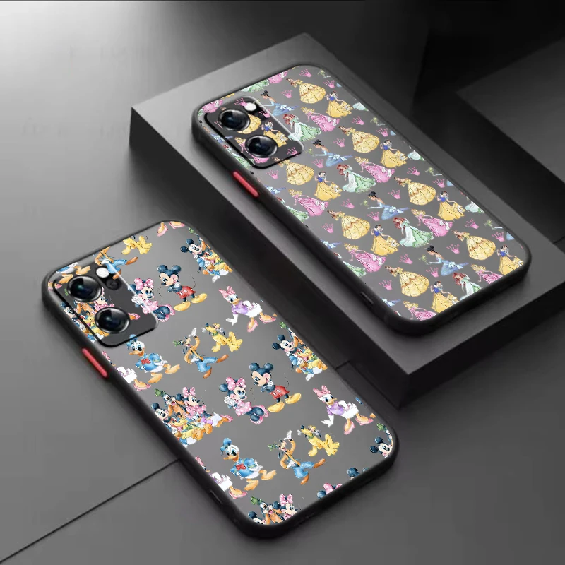 

Princess Mickey Mouse For OPPO A98 A96 A94 A78 A77 A76 A74 A72 A57 A56 A55 A53 Frosted Translucent Hard Phone Case Coque Capa