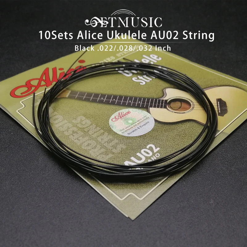 

10Sets ALICE Black Nylon Ukulele String AU02 Professional Ukulele Uku 4 String Black Encordoamento